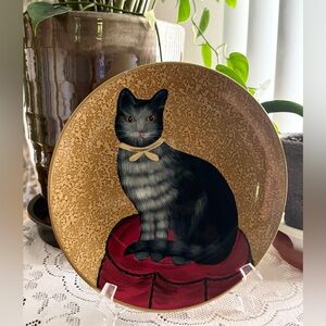 VINTAGE RARE Raymond Waites 10" Cat Plate Toyo Trading Co Decorative Black Cat